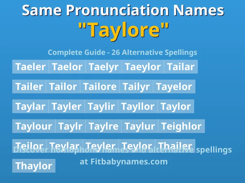 Infographic: Taylore same pronunciation names, similar names, and homophone names
