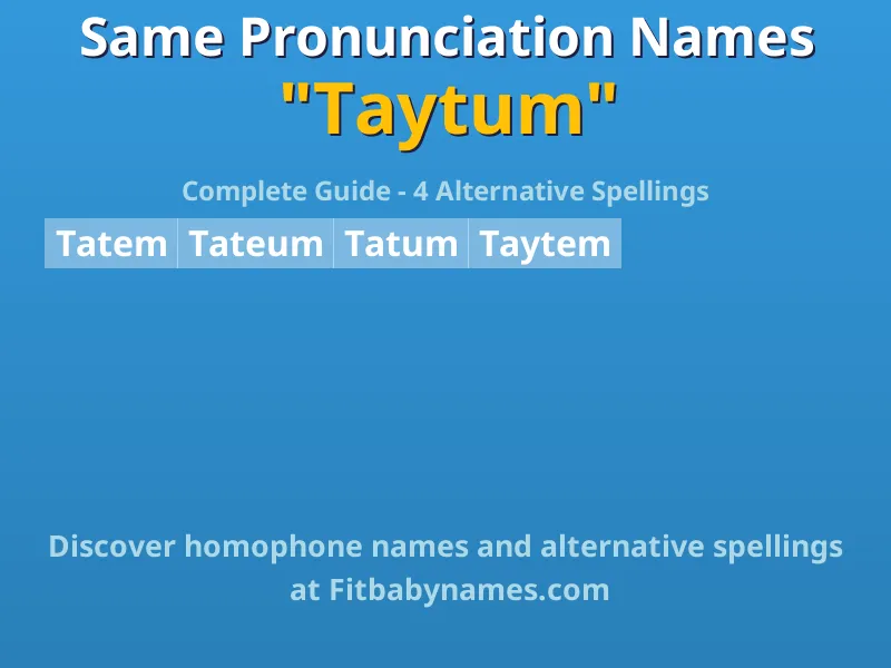 Infographic: Taytum same pronunciation names, similar names, and homophone names