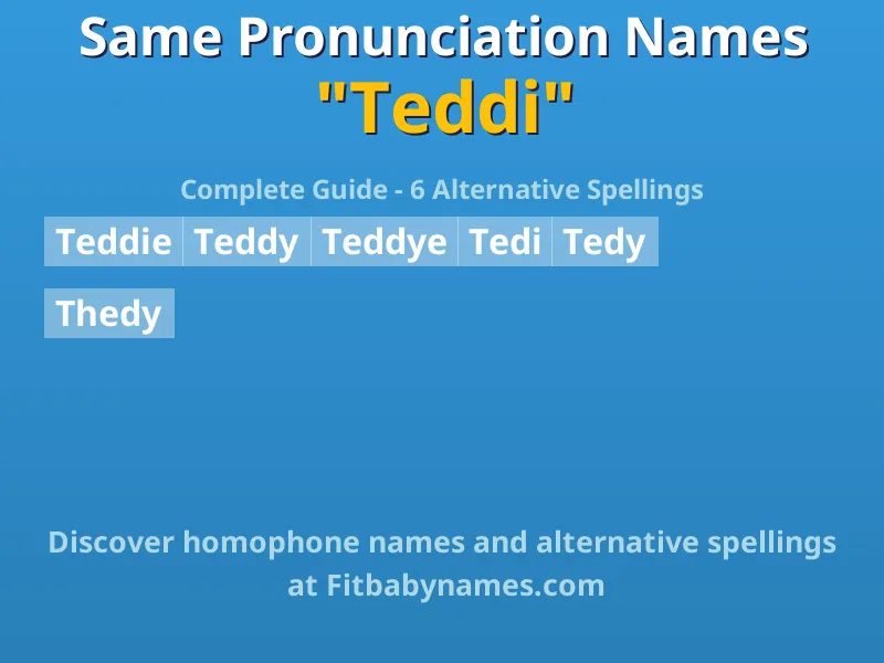Infographic: Teddi same pronunciation names, similar names, and homophone names