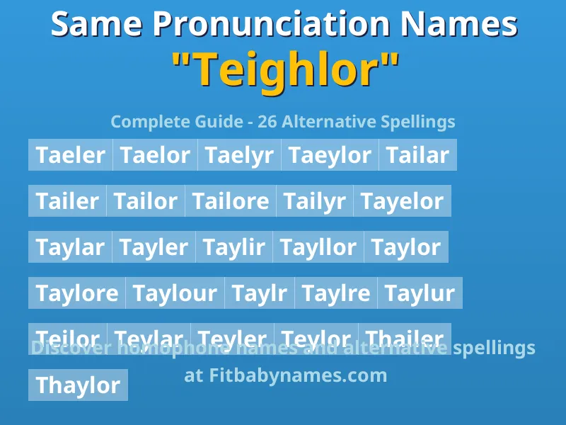 Infographic: Teighlor same pronunciation names, similar names, and homophone names