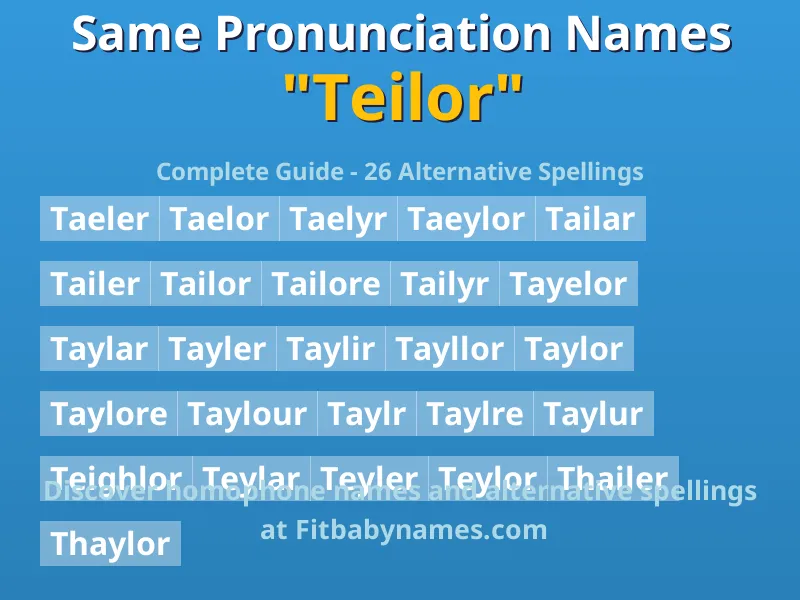 Infographic: Teilor same pronunciation names, similar names, and homophone names
