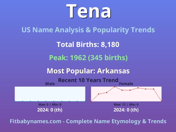 Infographic: Tena name meaning, origin, and popularity trends in the United States (US baby name analysis chart)