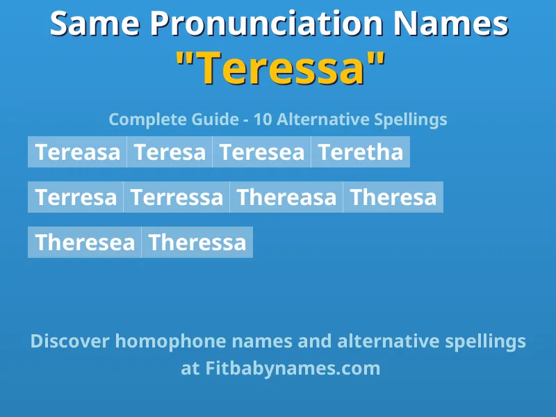 Infographic: Teressa same pronunciation names, similar names, and homophone names
