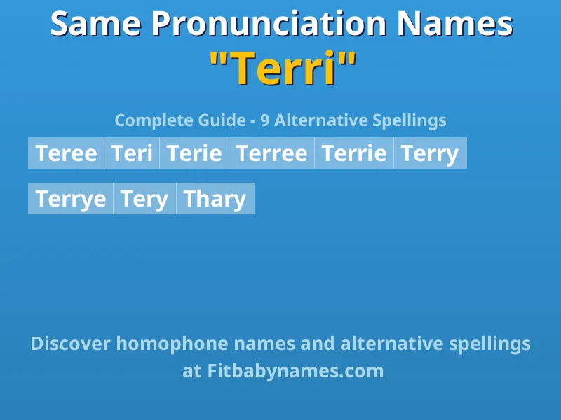 Infographic: Terri same pronunciation names, similar names, and homophone names