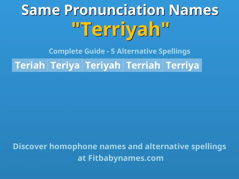 Infographic: Terriyah same pronunciation names, similar names, and homophone names