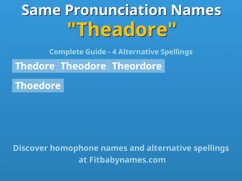 Infographic: Theadore same pronunciation names, similar names, and homophone names
