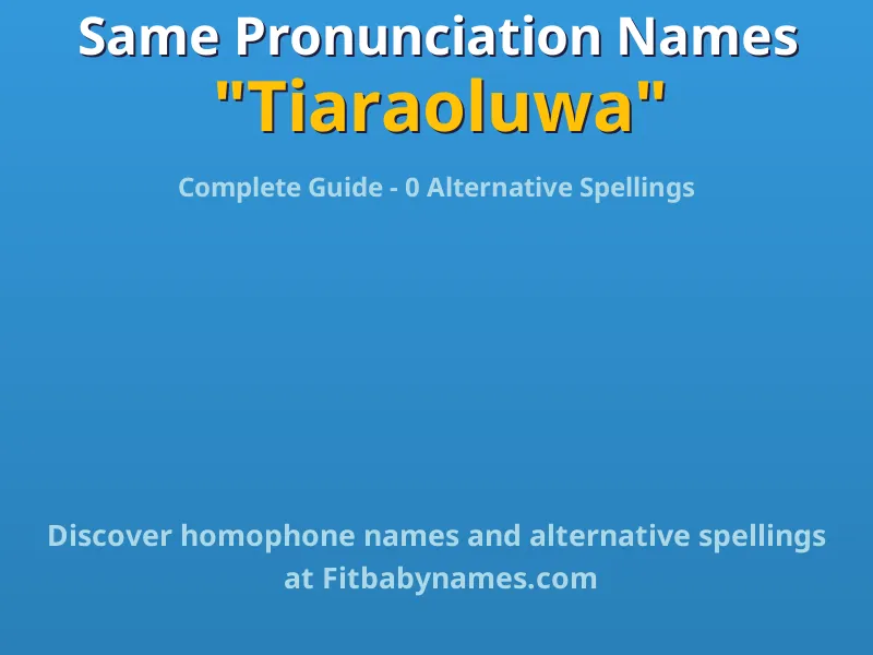 Infographic: Tiaraoluwa same pronunciation names, similar names, and homophone names