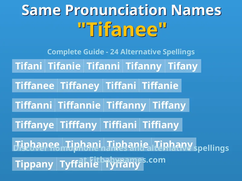 Infographic: Tifanee same pronunciation names, similar names, and homophone names