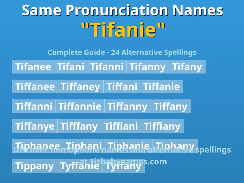 Infographic: Tifanie same pronunciation names, similar names, and homophone names