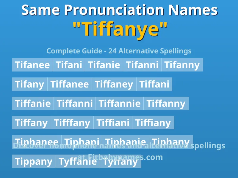 Infographic: Tiffanye same pronunciation names, similar names, and homophone names