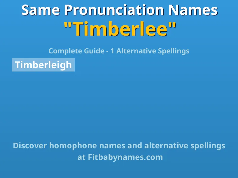Infographic: Timberlee same pronunciation names, similar names, and homophone names