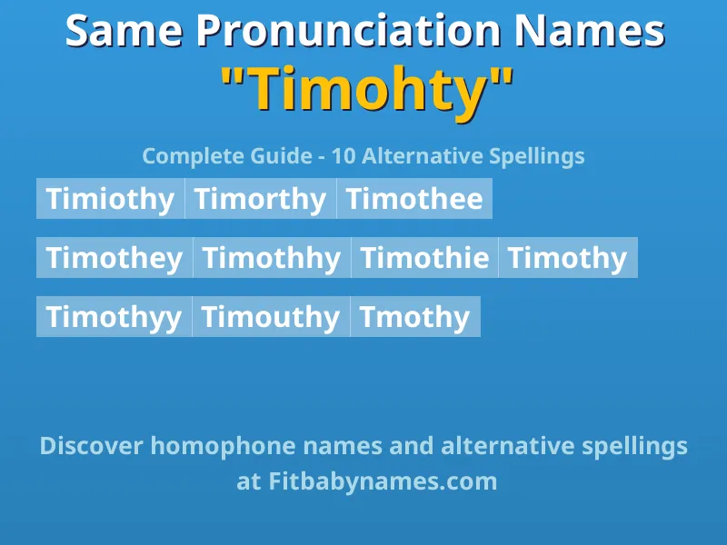 Infographic: Timohty same pronunciation names, similar names, and homophone names