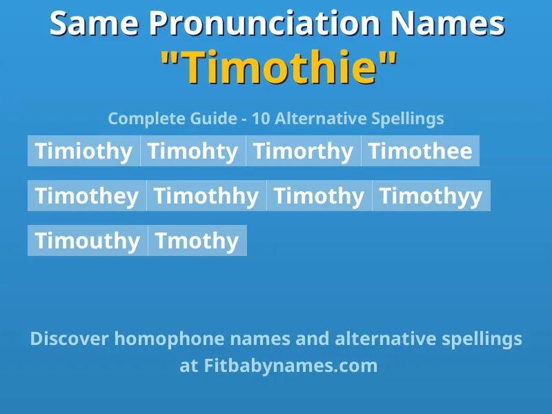 Infographic: Timothie same pronunciation names, similar names, and homophone names