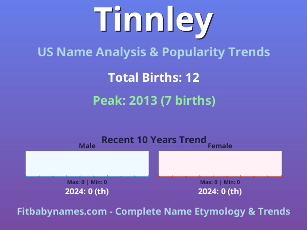 Infographic: Tinnley name meaning, origin, and popularity trends in the United States (US baby name analysis chart)