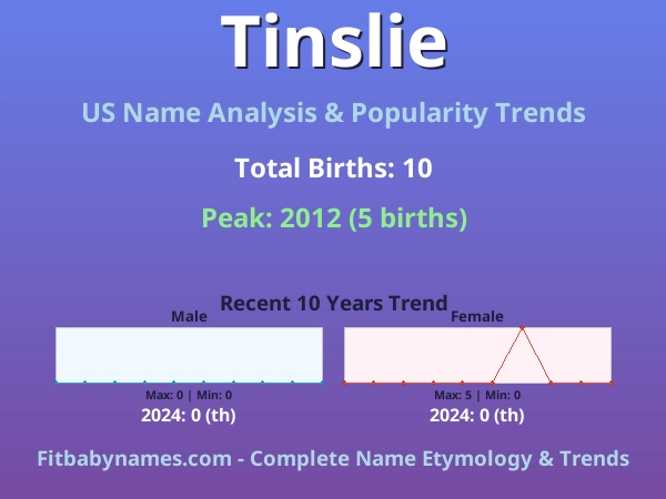 Infographic: Tinslie name meaning, origin, and popularity trends in the United States (US baby name analysis chart)
