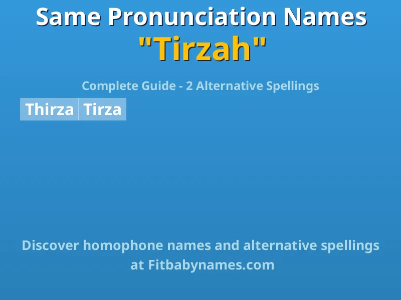 Infographic: Tirzah same pronunciation names, similar names, and homophone names