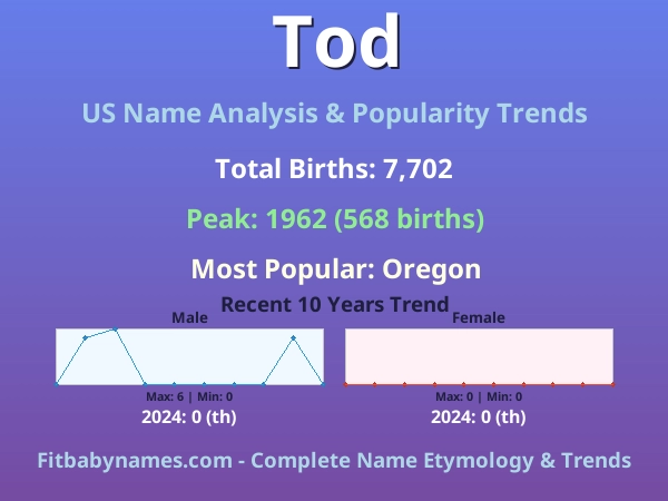 Infographic: Tod name meaning, origin, and popularity trends in the United States (US baby name analysis chart)