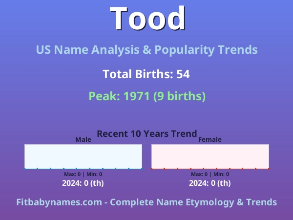 Infographic: Tood name meaning, origin, and popularity trends in the United States (US baby name analysis chart)