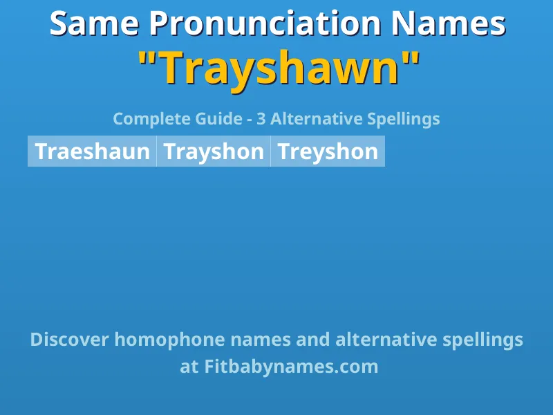 Infographic: Trayshawn same pronunciation names, similar names, and homophone names