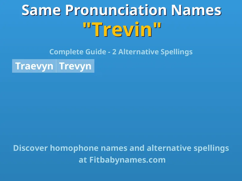 Infographic: Trevin same pronunciation names, similar names, and homophone names