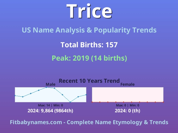 Infographic: Trice name meaning, origin, and popularity trends in the United States (US baby name analysis chart)