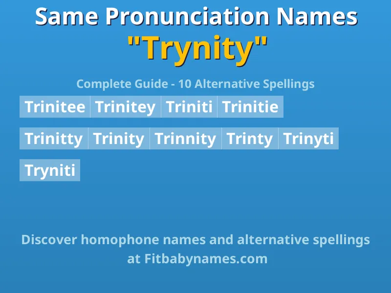 Infographic: Trynity same pronunciation names, similar names, and homophone names