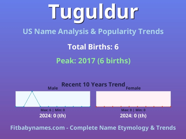 Infographic: Tuguldur name meaning, origin, and popularity trends in the United States (US baby name analysis chart)