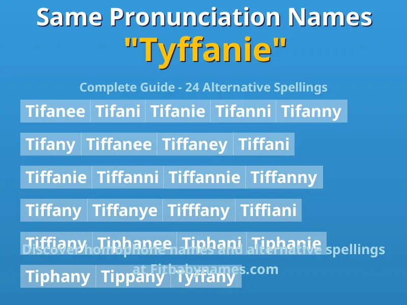 Infographic: Tyffanie same pronunciation names, similar names, and homophone names