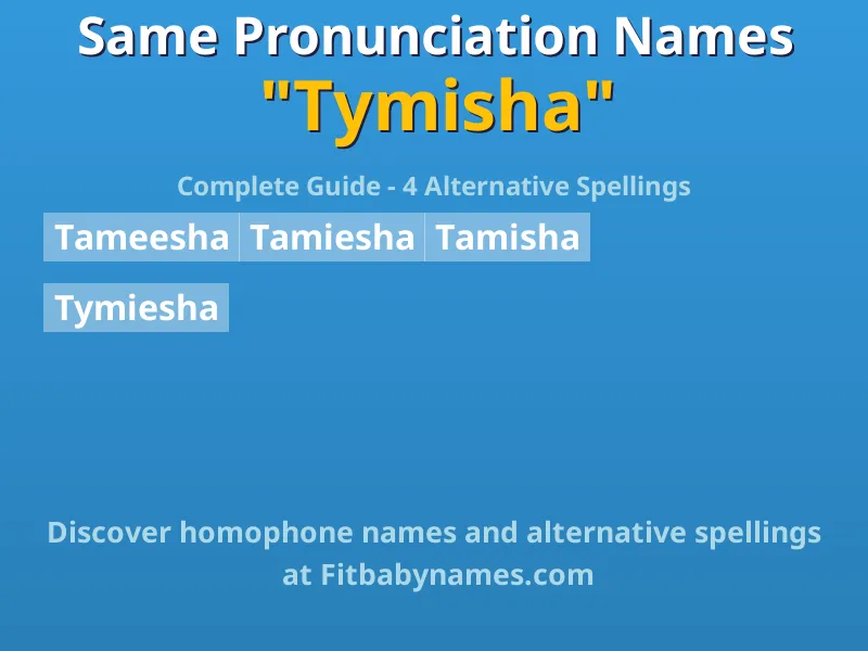 Infographic: Tymisha same pronunciation names, similar names, and homophone names