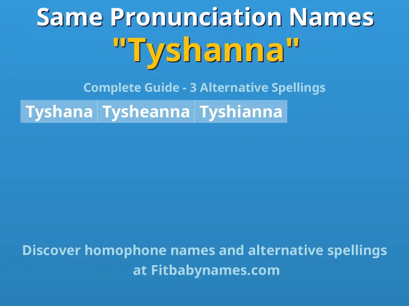 Infographic: Tyshanna same pronunciation names, similar names, and homophone names