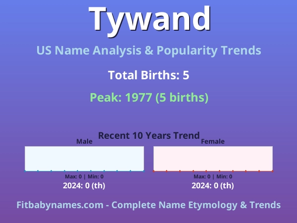Infographic: Tywand name meaning, origin, and popularity trends in the United States (US baby name analysis chart)