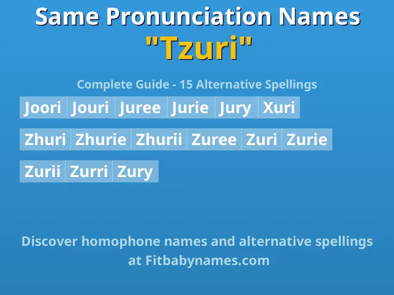 Infographic: Tzuri same pronunciation names, similar names, and homophone names