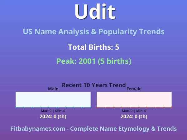 Infographic: Udit name meaning, origin, and popularity trends in the United States (US baby name analysis chart)