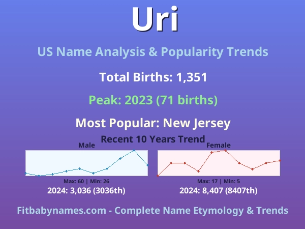 Infographic: Uri name meaning, origin, and popularity trends in the United States (US baby name analysis chart)