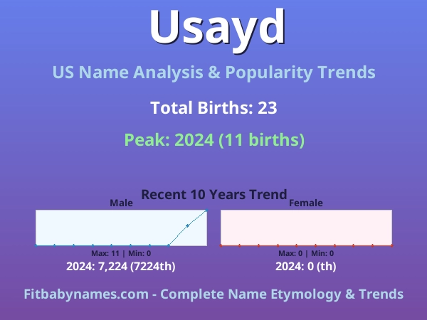 Infographic: Usayd name meaning, origin, and popularity trends in the United States (US baby name analysis chart)