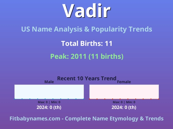 Infographic: Vadir name meaning, origin, and popularity trends in the United States (US baby name analysis chart)