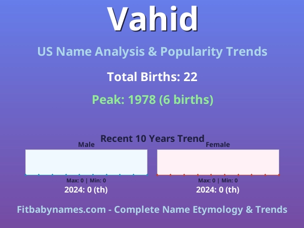 Infographic: Vahid name meaning, origin, and popularity trends in the United States (US baby name analysis chart)