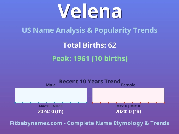 Infographic: Velena name meaning, origin, and popularity trends in the United States (US baby name analysis chart)