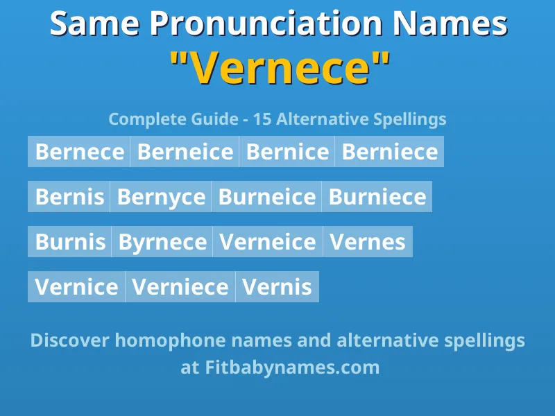 Infographic: Vernece same pronunciation names, similar names, and homophone names