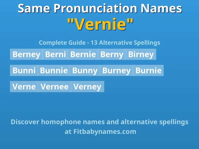 Infographic: Vernie same pronunciation names, similar names, and homophone names