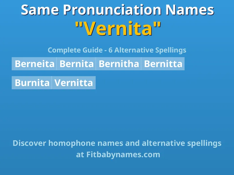Infographic: Vernita same pronunciation names, similar names, and homophone names