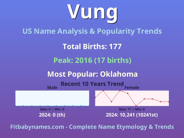 Infographic: Vung name meaning, origin, and popularity trends in the United States (US baby name analysis chart)