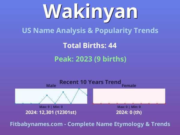 Infographic: Wakinyan name meaning, origin, and popularity trends in the United States (US baby name analysis chart)
