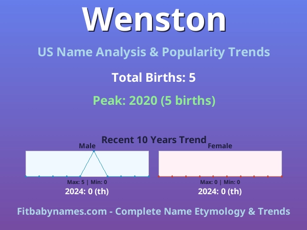 Infographic: Wenston name meaning, origin, and popularity trends in the United States (US baby name analysis chart)