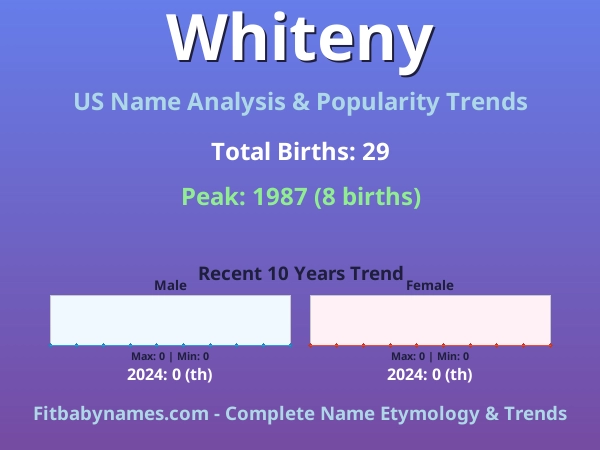 Infographic: Whiteny name meaning, origin, and popularity trends in the United States (US baby name analysis chart)
