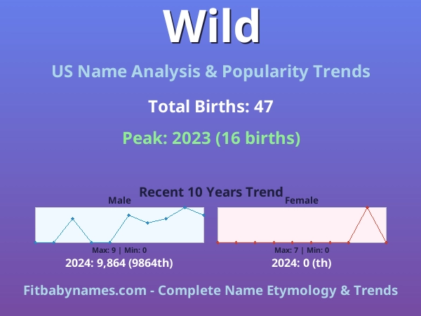 Infographic: Wild name meaning, origin, and popularity trends in the United States (US baby name analysis chart)