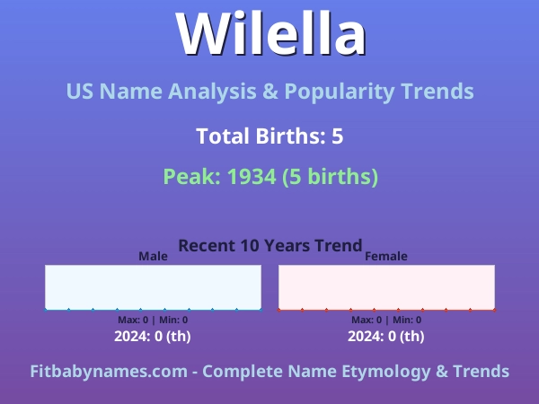 Infographic: Wilella name meaning, origin, and popularity trends in the United States (US baby name analysis chart)