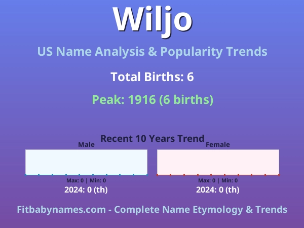 Infographic: Wiljo name meaning, origin, and popularity trends in the United States (US baby name analysis chart)
