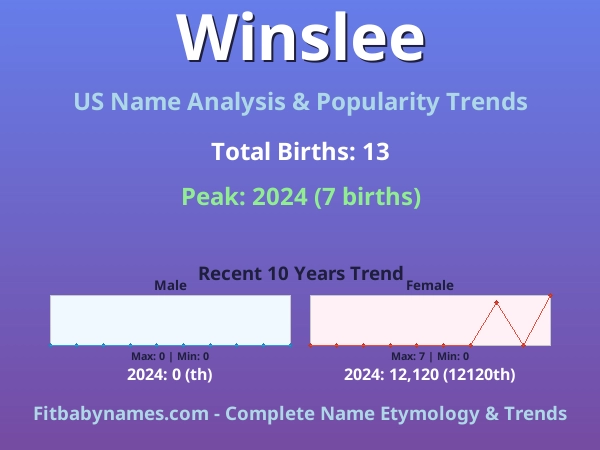 Infographic: Winslee name meaning, origin, and popularity trends in the United States (US baby name analysis chart)