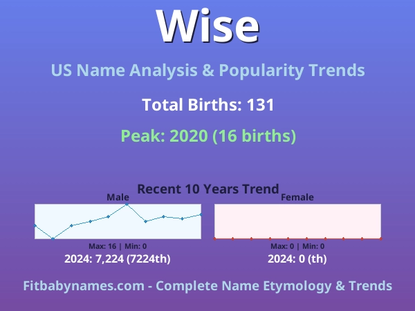 Infographic: Wise name meaning, origin, and popularity trends in the United States (US baby name analysis chart)